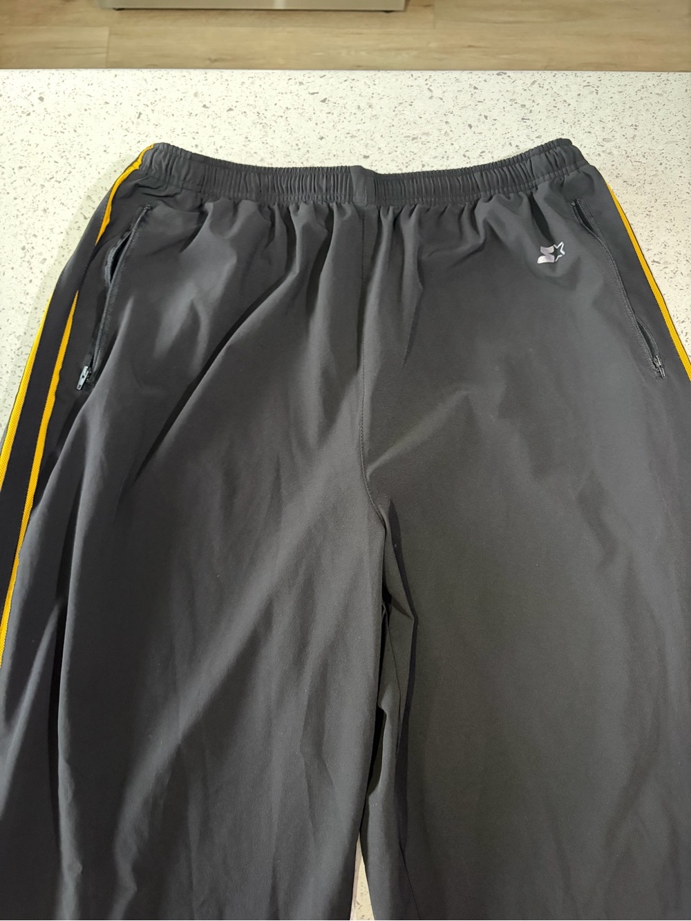 Vintage Starter 90s Track Pants Men’s Large Black Yellow Stripe Y2K